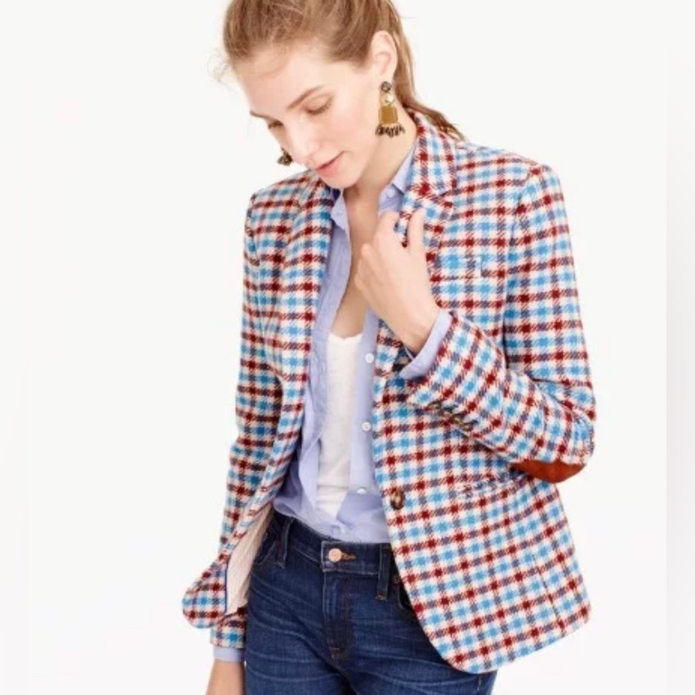 J. Crew Campbell Blazer in Crimson Blue Multi- Size 4- NWT